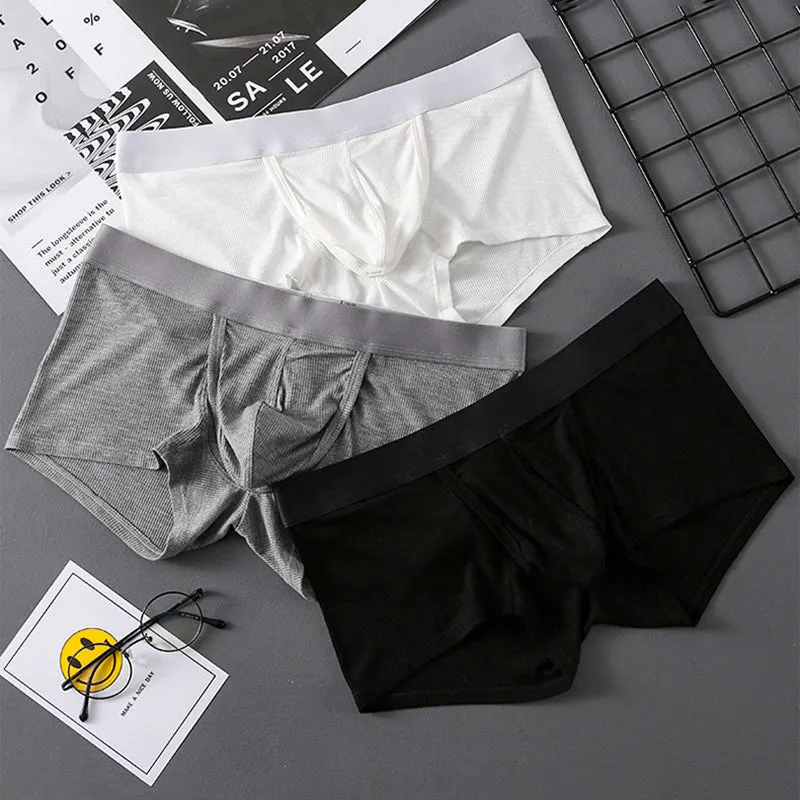 3 Pack Ribbed Separate Support Pouch Boxer Briefs