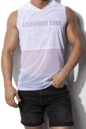 ALEXANDER COBB TRANSPARENT SLEEVELESS HOODY WHITE