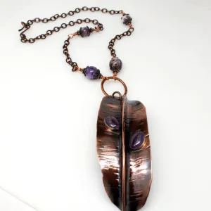 Amethyst Leaf Pendant Necklace