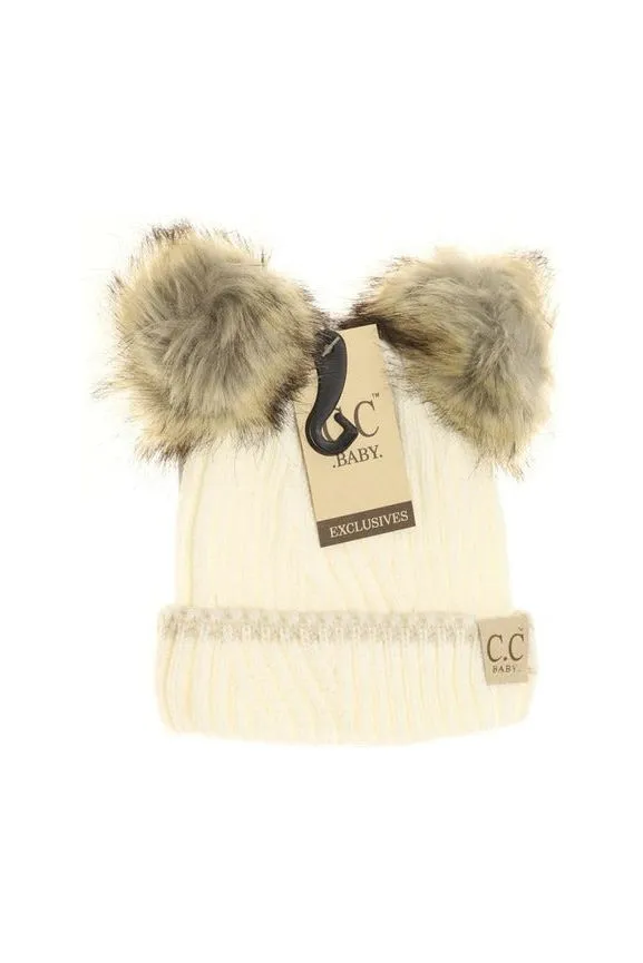 Baby double Pom beanie