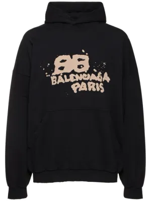 Balenciaga   Hand drawn BB icon cotton hoodie 