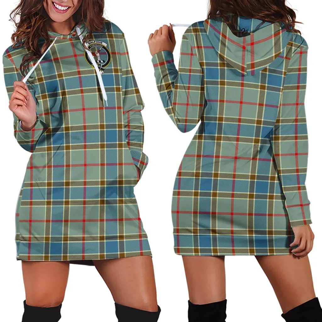 Balfour Blue Tartan Hoodie Dress with Family Crest