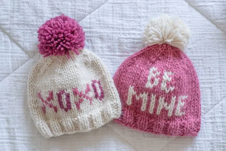 Be Mine Valentine's Day Hand Knit Beanie Hat