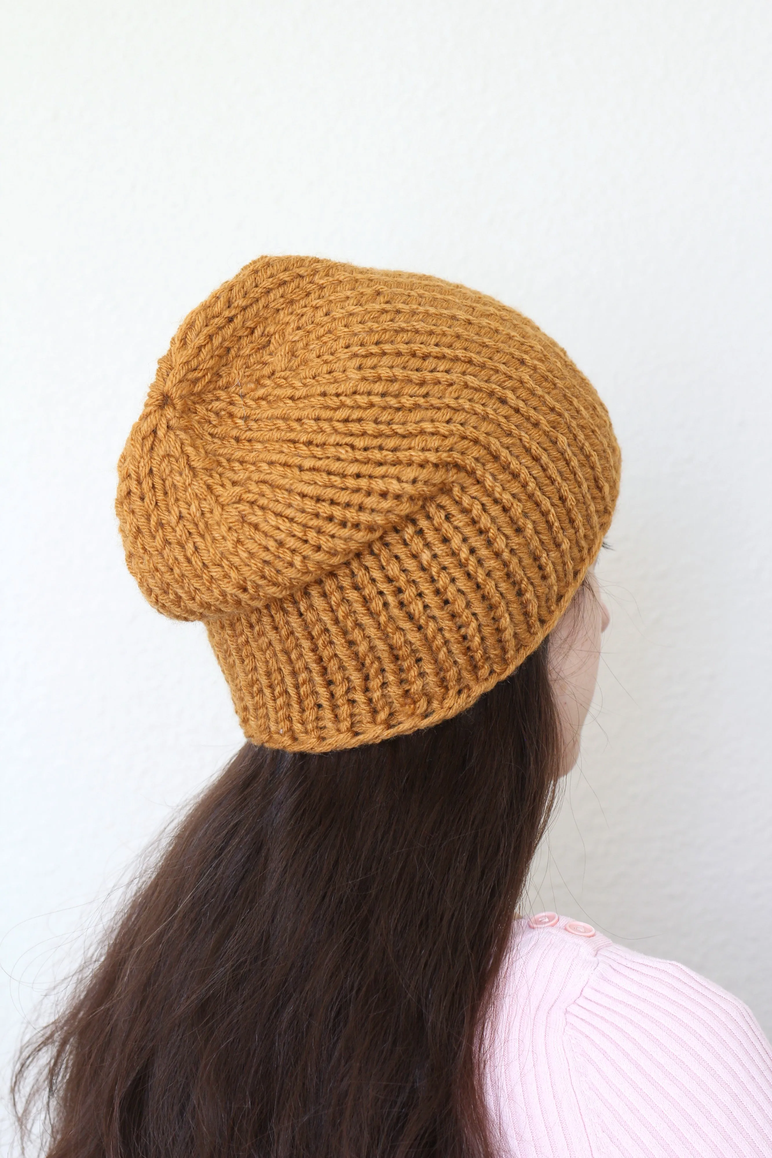 Beanie hat, knit hat, slouchy hat, knit beanie in mustard yellow color