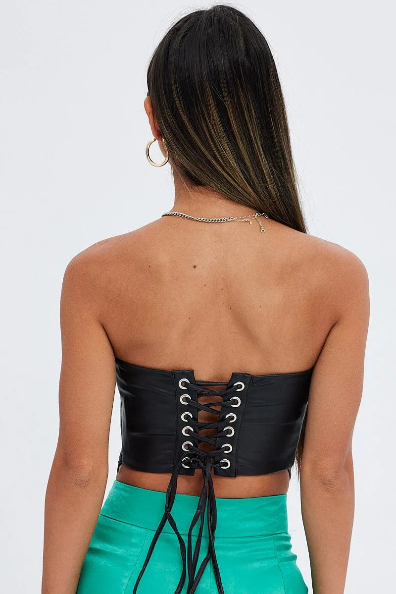Black Faux Leather Corset