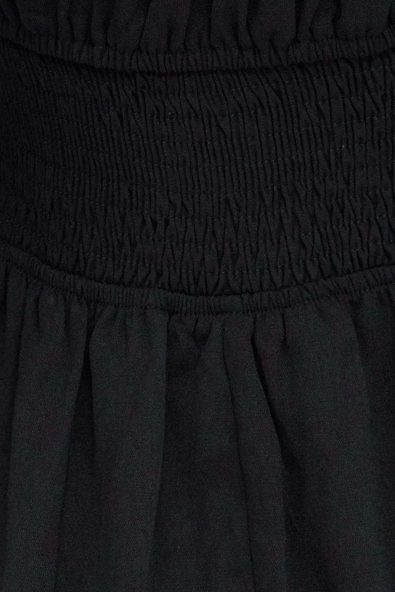 Black Fit and Flare Dress Long Sleeve  Ruched Bust