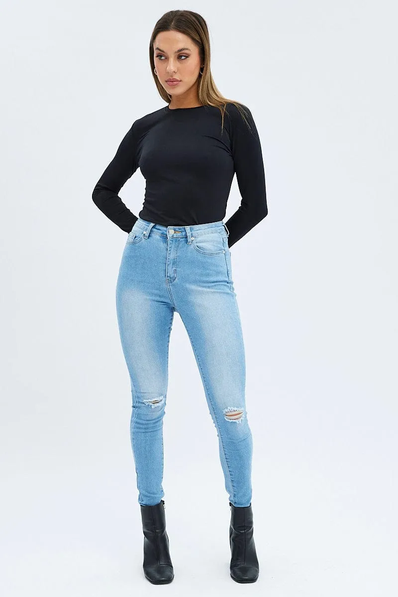 Black Supersoft Top Long Sleeve Round Neck