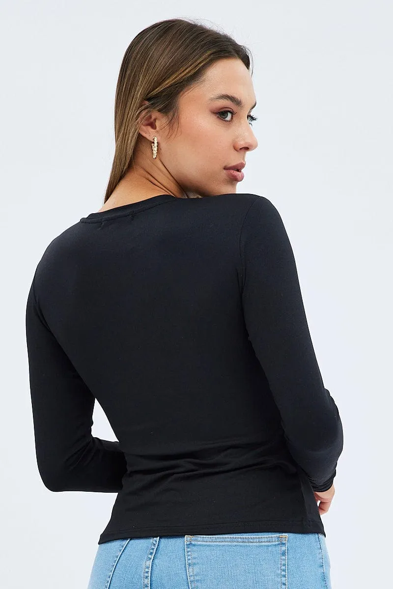 Black Supersoft Top Long Sleeve Round Neck