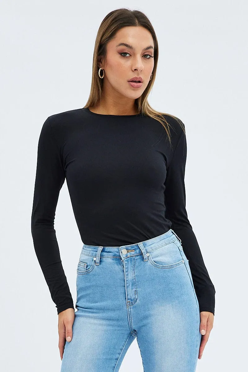 Black Supersoft Top Long Sleeve Round Neck