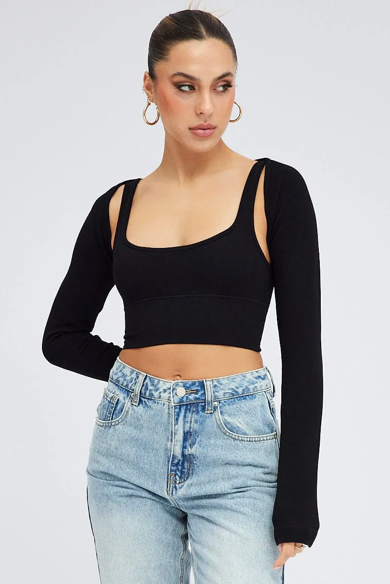 Black Tank Top and Shrug Set Seamless