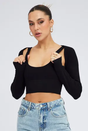 Black Tank Top and Shrug Set Seamless