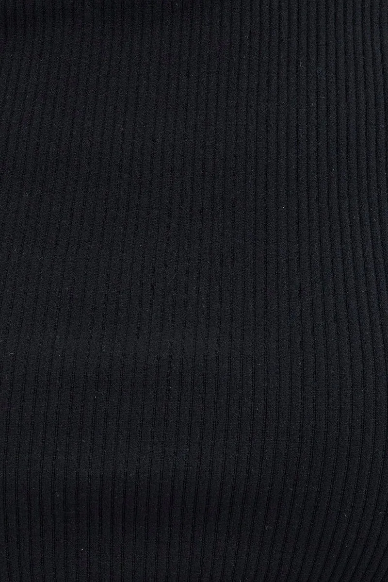 Black Top Long Sleeve Cowl Neck Seamless