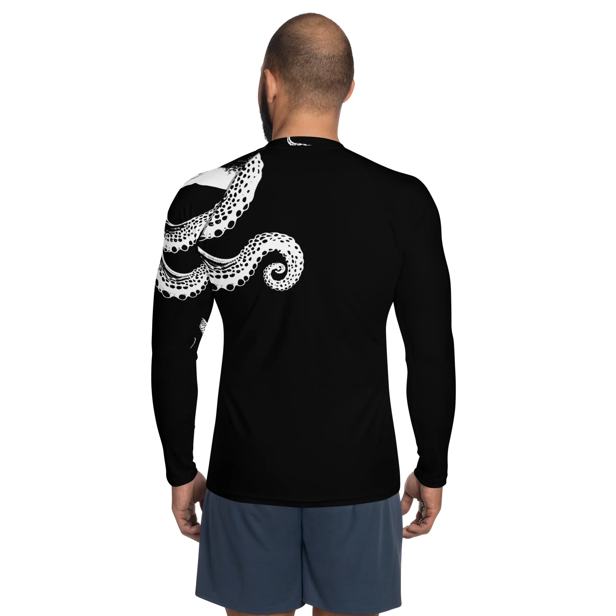 Bottom Time Eco-Friendly Men's Rash Guard, Octopus Shirt