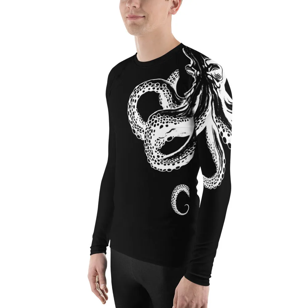 Bottom Time Eco-Friendly Men's Rash Guard, Octopus Shirt