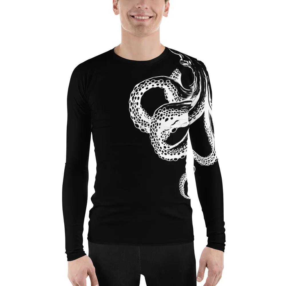 Bottom Time Eco-Friendly Men's Rash Guard, Octopus Shirt
