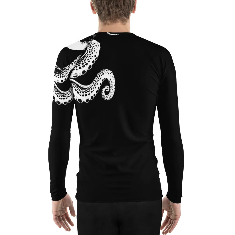 Bottom Time Eco-Friendly Men's Rash Guard, Octopus Shirt