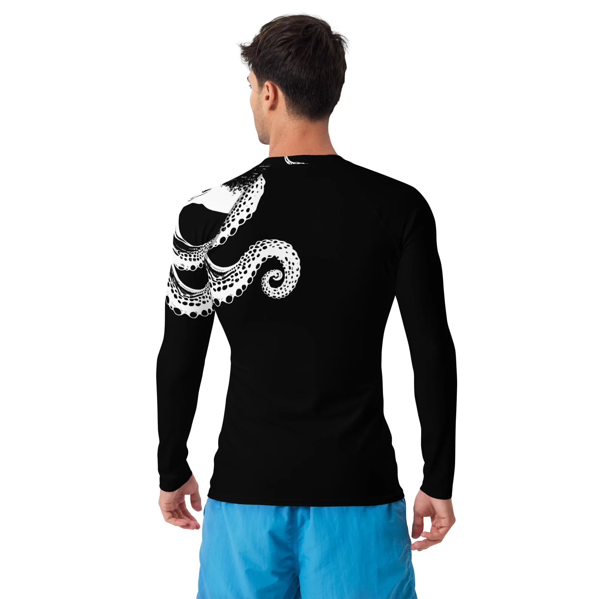 Bottom Time Eco-Friendly Men's Rash Guard, Octopus Shirt