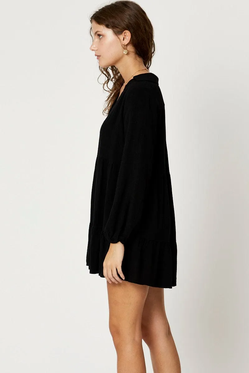 Camel Long Sleeve Smock Dress