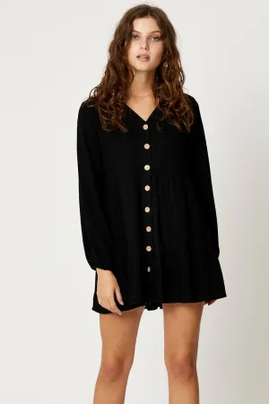 Camel Long Sleeve Smock Dress