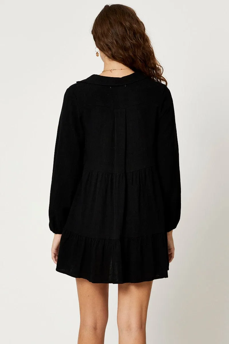 Camel Long Sleeve Smock Dress