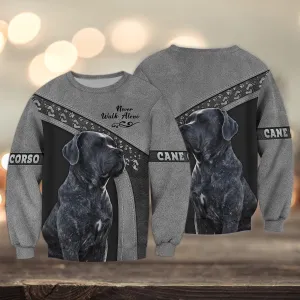 Cane Corso Love Multicolor Option Pattern Never Walk Alone 3D Sweatshirt, Idea Gift for Christmas