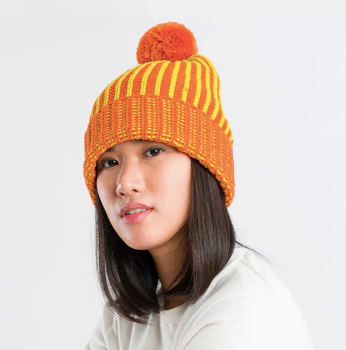 Chunky Rib Knit Beanie: Golden Olive