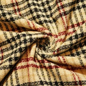 Dark Cream & Black Check Tweed Fabric