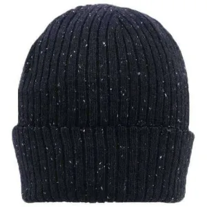 Dents Ribbed Knit Beanie Hat - Navy