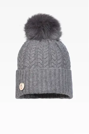 Georgie Cable Rib Pom Pom Hat - Faux Fur
