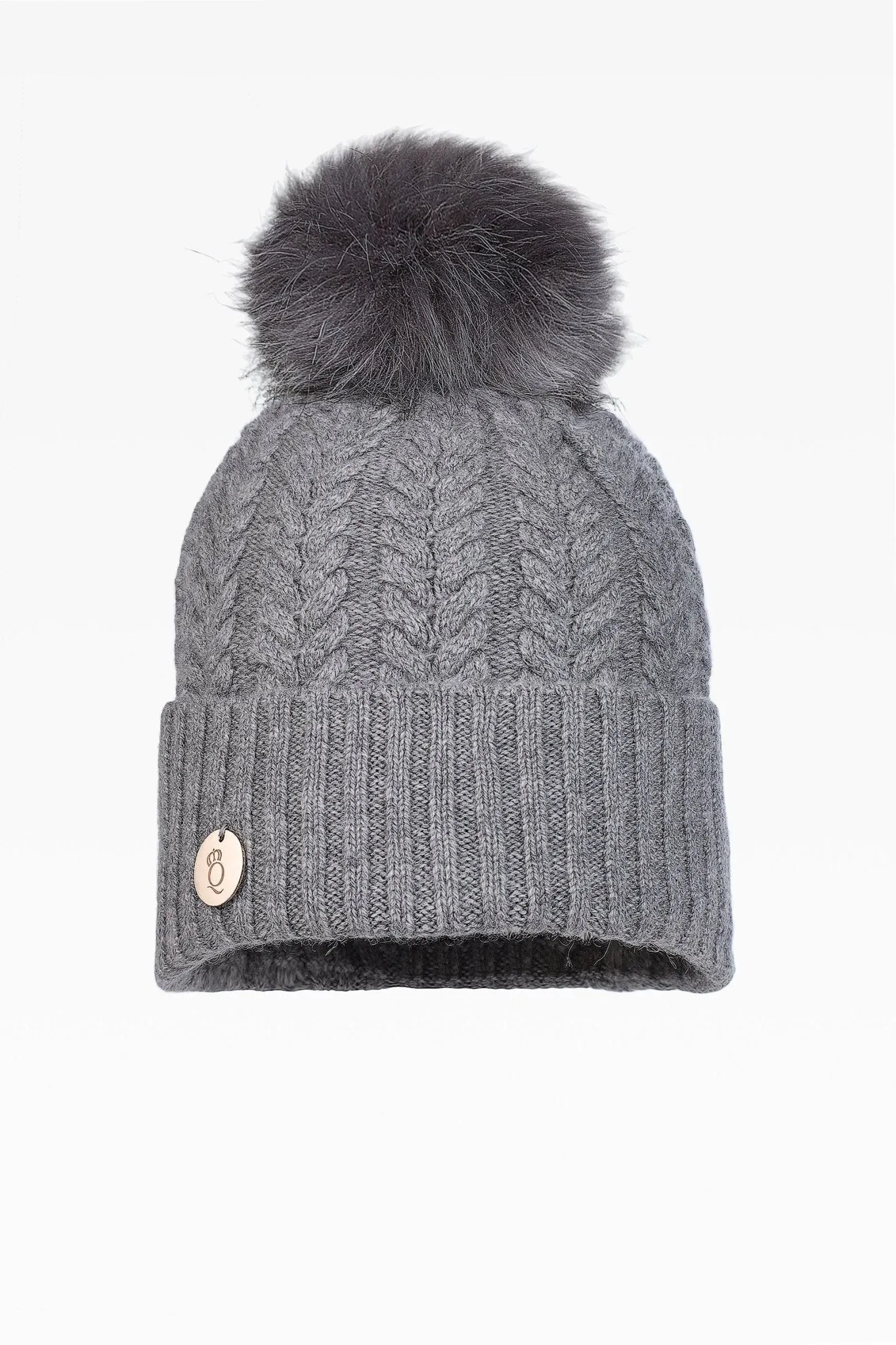 Georgie Cable Rib Pom Pom Hat - Faux Fur