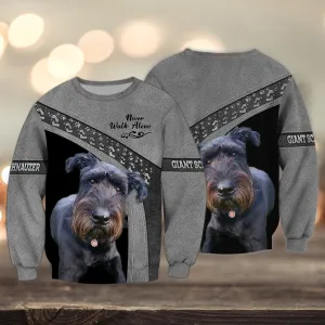 Giant Schnauzer Grey Pink Never Walk Alone 3D Full Print Shirts, Sweatshirt for Dog Lover Christmas