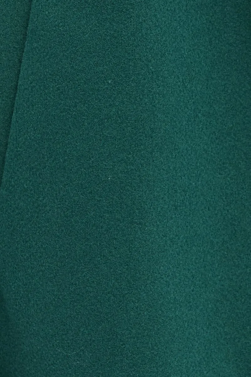 Green One Button Coat Knee Length