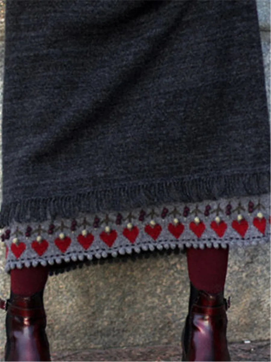 Grey autumn and winter fashion loose casual wool dress