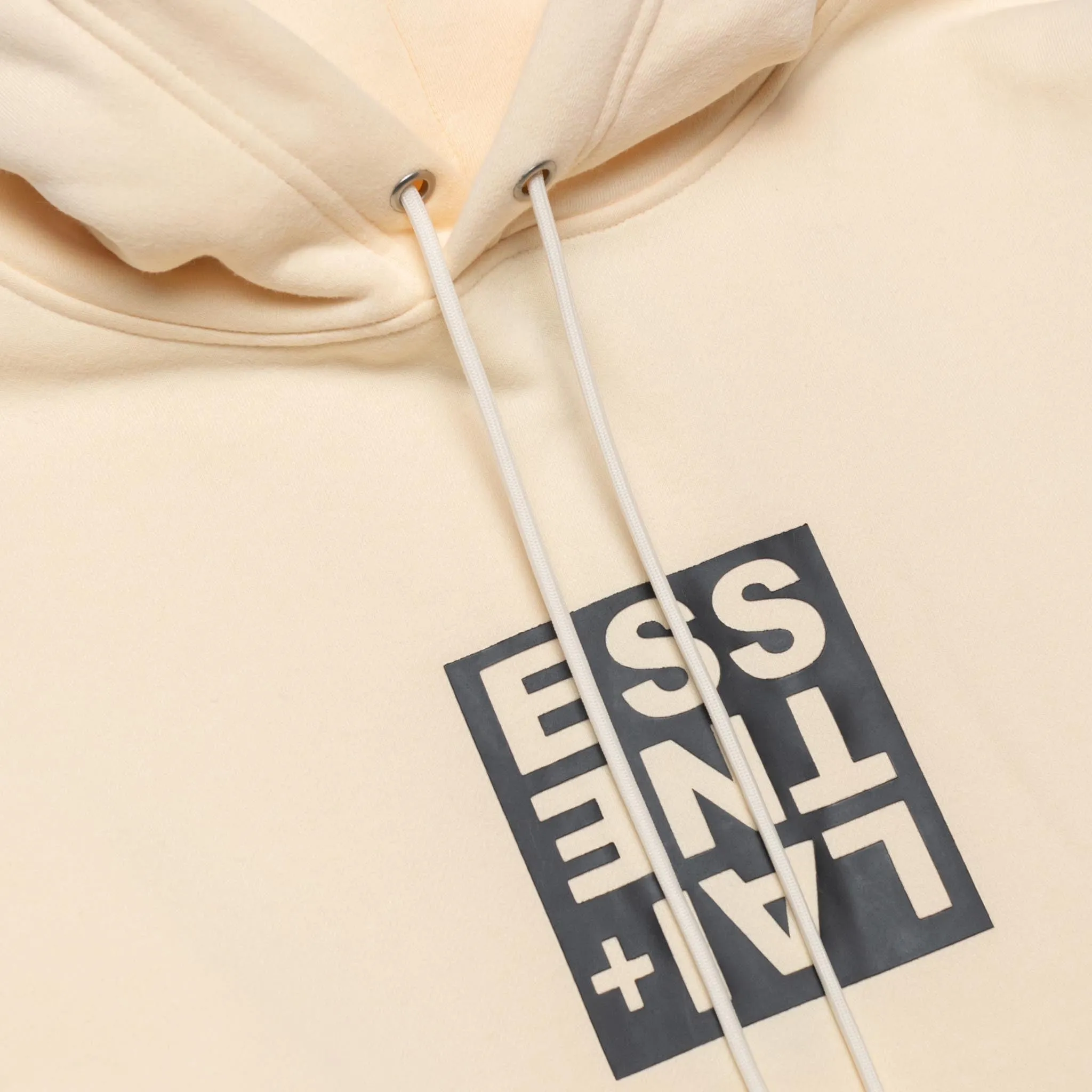 HOMME  'ESSENTIAL' Box Logo Hoodie Cream