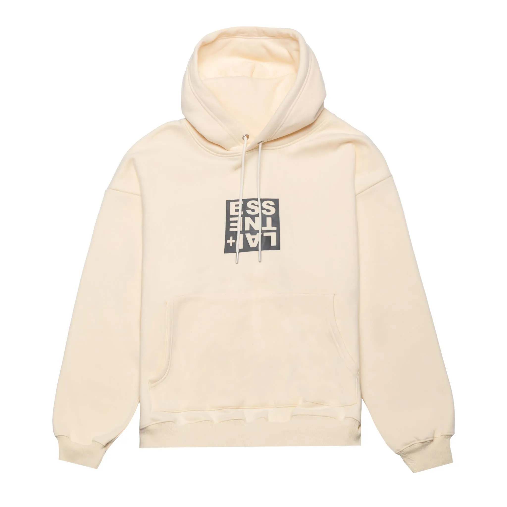 HOMME  'ESSENTIAL' Box Logo Hoodie Cream