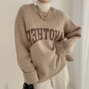 Joskaa Christmas Gift JMPRS Fashion Letter Printed Knitted Female Pullovers O-neck Long Sleeve Women Sweaters Autumn Winter 2024 New Outerwear Tops