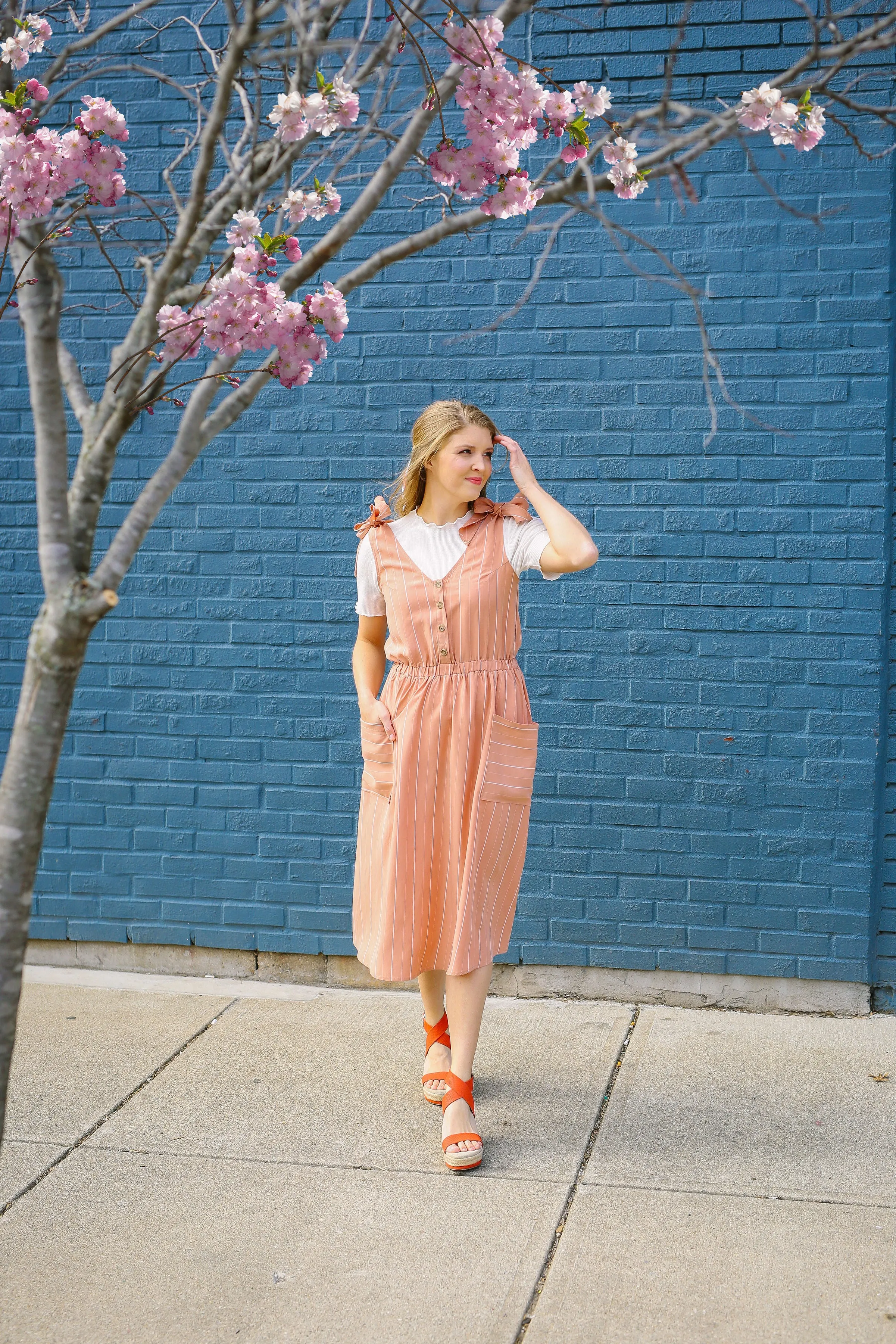 Just Peachy Overall Dress