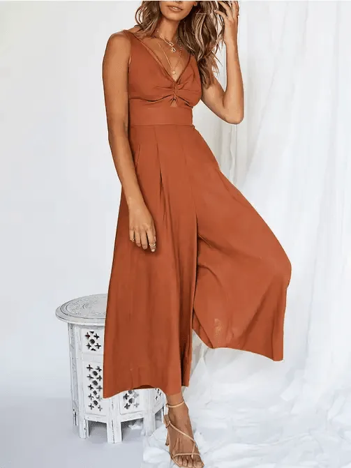 Ladies String Shoulder Overall Sleeveless Jumpsuit 2387#