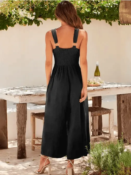 Ladies String Shoulder Overall Sleeveless Jumpsuit 2387#