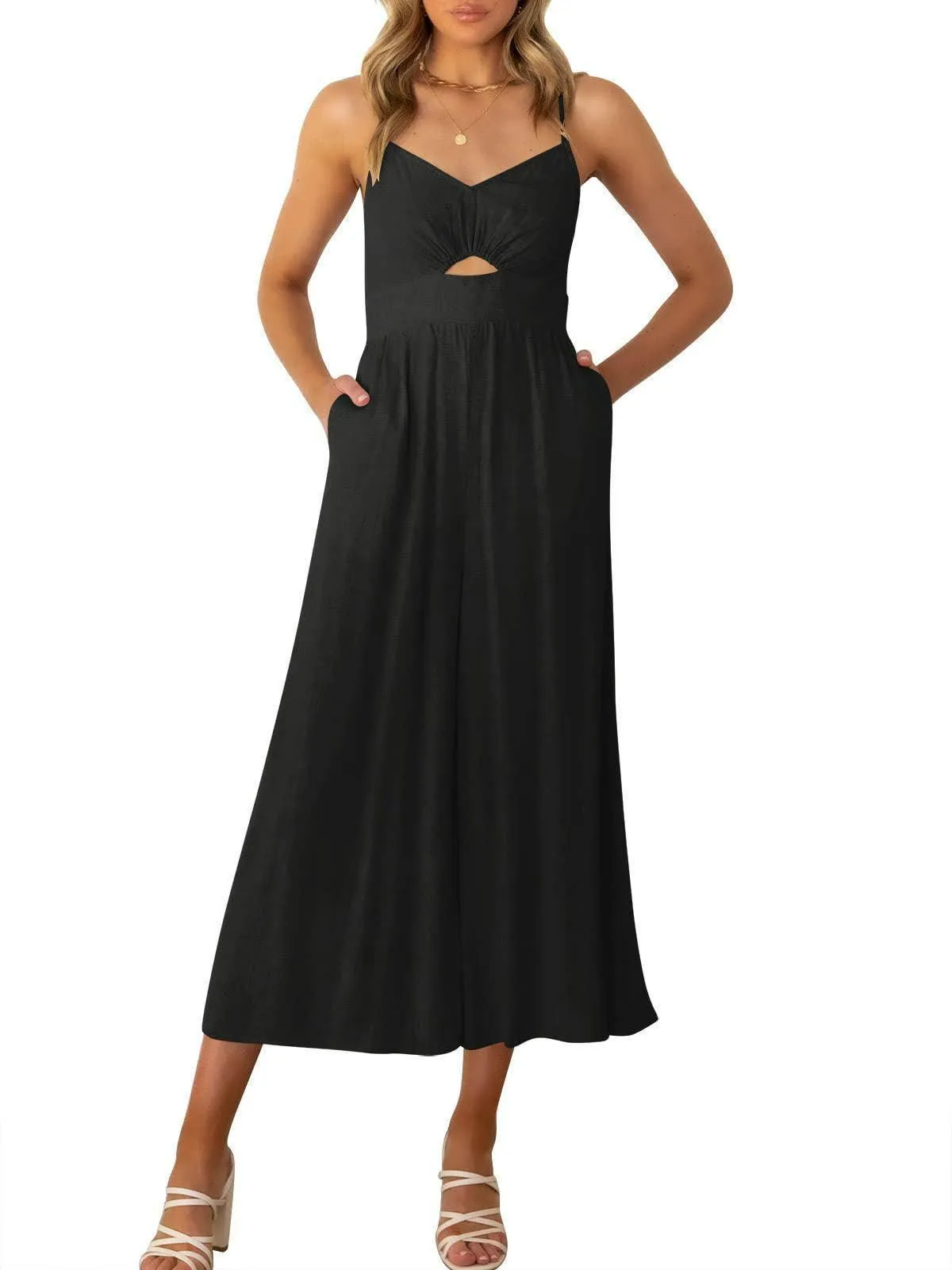 Ladies String Shoulder Overall Sleeveless Jumpsuit 2387#