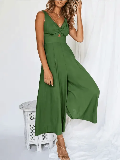 Ladies String Shoulder Overall Sleeveless Jumpsuit 2387#