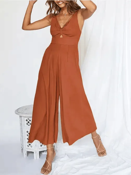 Ladies String Shoulder Overall Sleeveless Jumpsuit 2387#