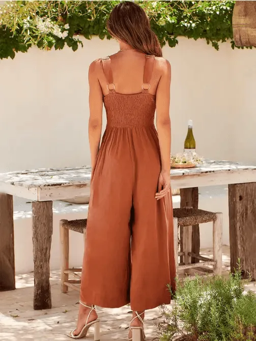 Ladies String Shoulder Overall Sleeveless Jumpsuit 2387#