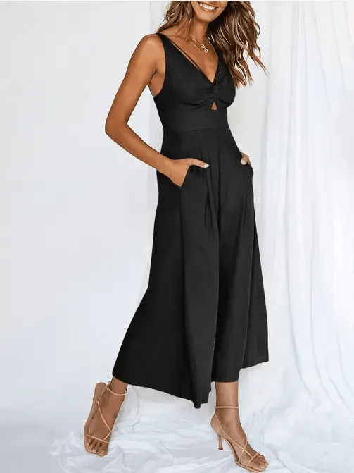 Ladies String Shoulder Overall Sleeveless Jumpsuit 2387#
