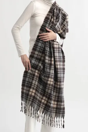 Look By M Berry Plaid Tassle Scarf MSF3298