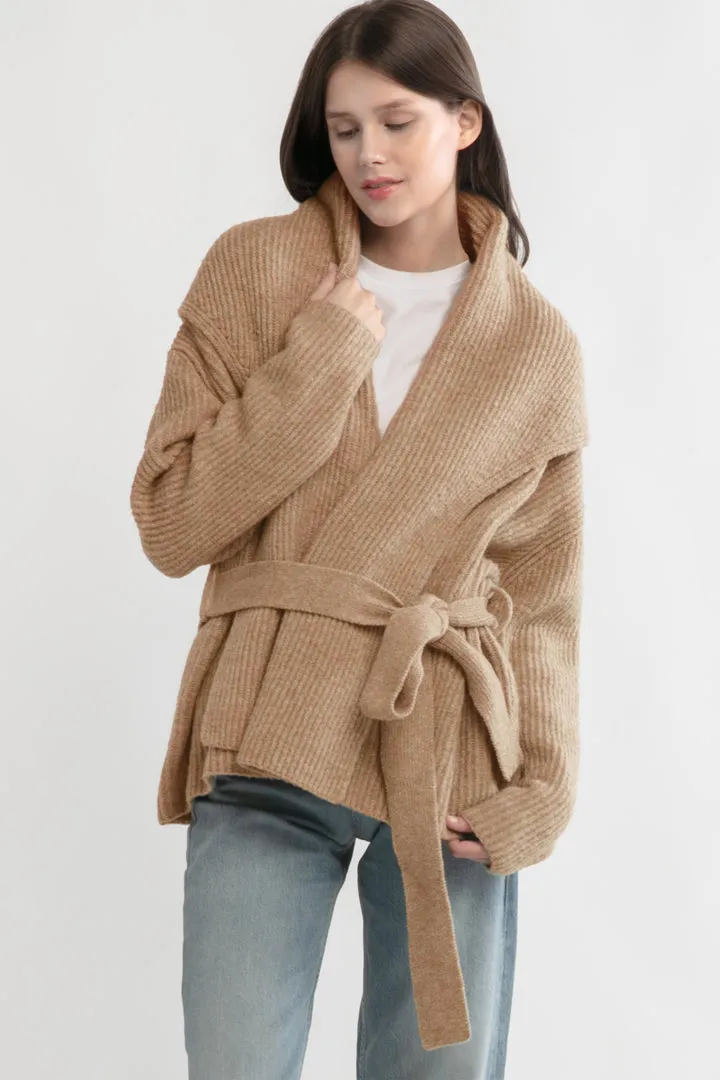 Look By M Shawl Collar Belted Cardigan SM2417