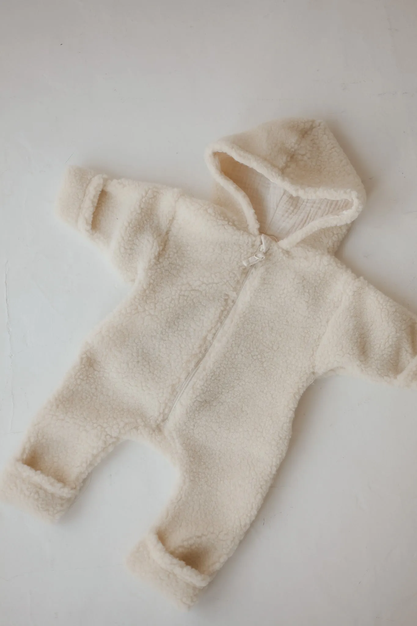 MERINO WOOL TEDDY OVERALL ECRU