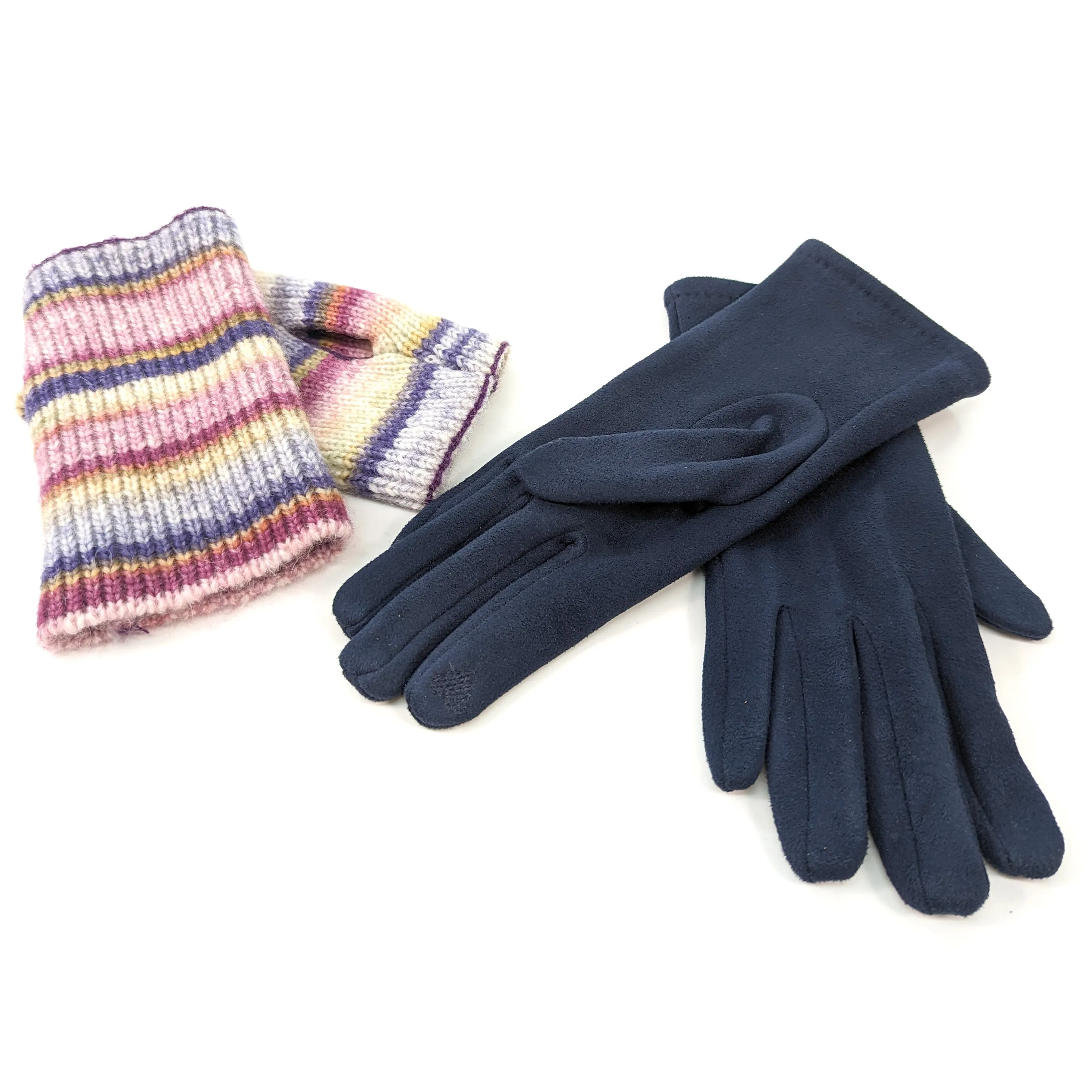 Multi Striped Two in One Gloves - Midnight Ice Cream