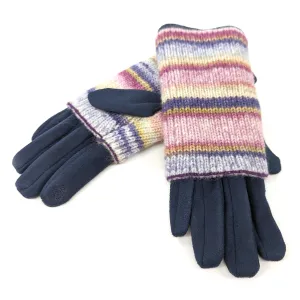Multi Striped Two in One Gloves - Midnight Ice Cream