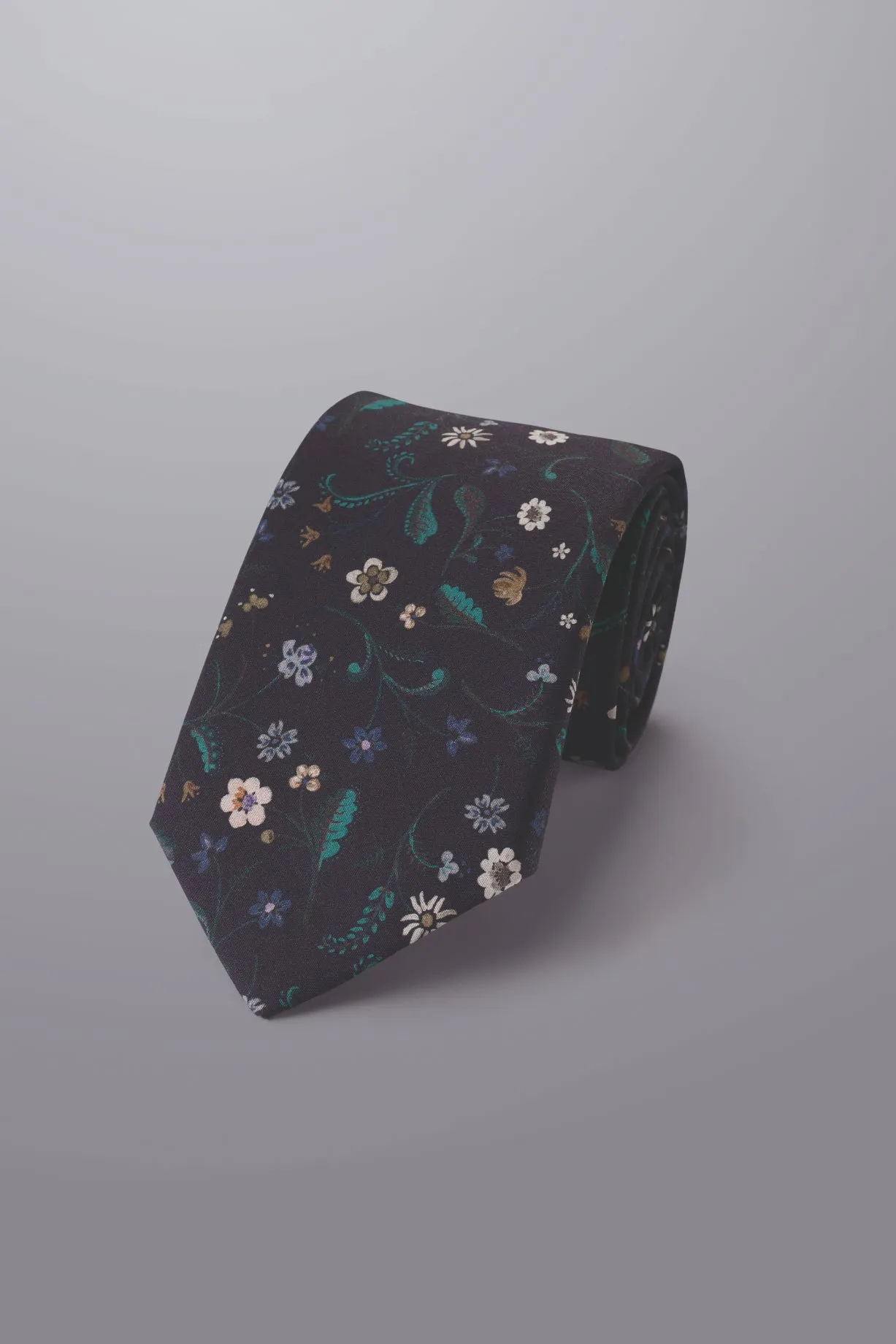NAVY BLUE LARGE FLORAL PRINT MADE WITH LIBERTY FABRIC COTTON TIE
